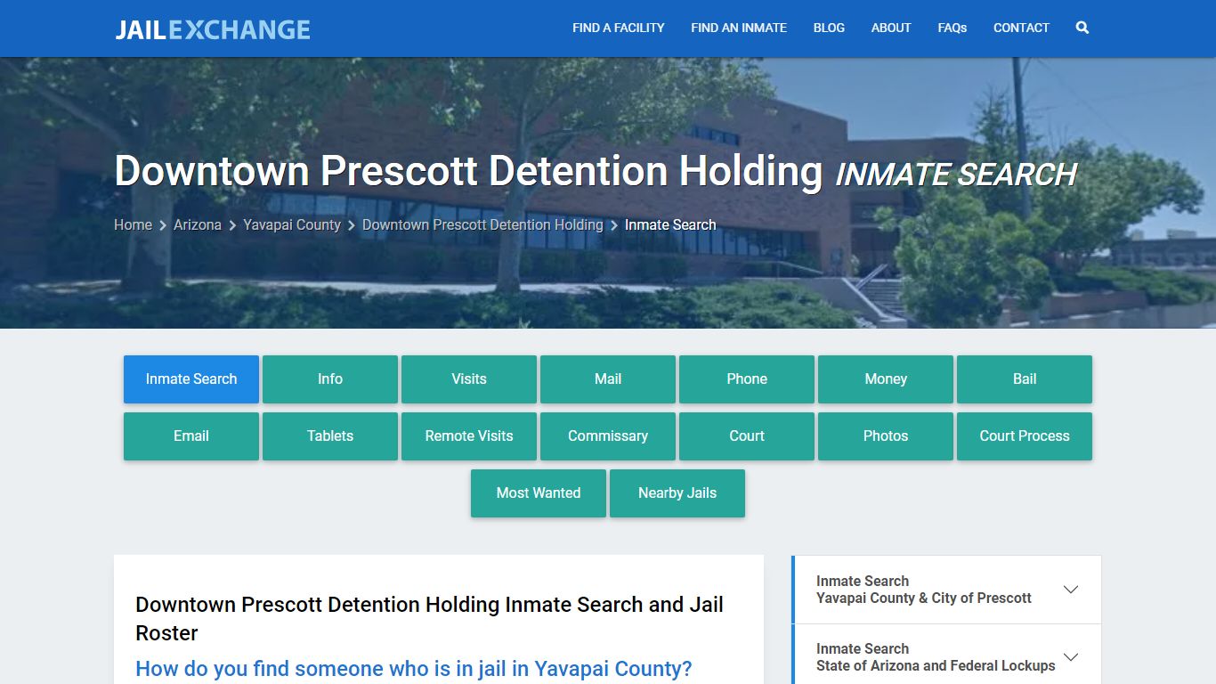 Downtown Prescott Detention Holding Inmate Search - Jail Exchange